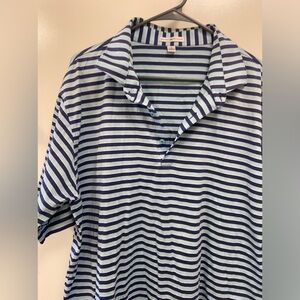Peter Millar men’s extra large striped blue white polo, sandpiper on sleeve $69